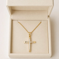Χρυσός Ανδρικός γυναικείος σταυρός με αλυσίδα 14 Καρατίων