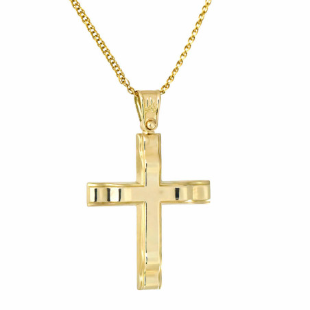 Χρυσός Ανδρικός γυναικείος σταυρός με αλυσίδα 14 Καρατίων
