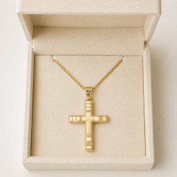 Χρυσός Ανδρικός σταυρός με αλυσίδα 14 Καρατίων