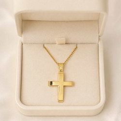 Χρυσός Ανδρικός σταυρός με αλυσίδα 14 Καρατίων