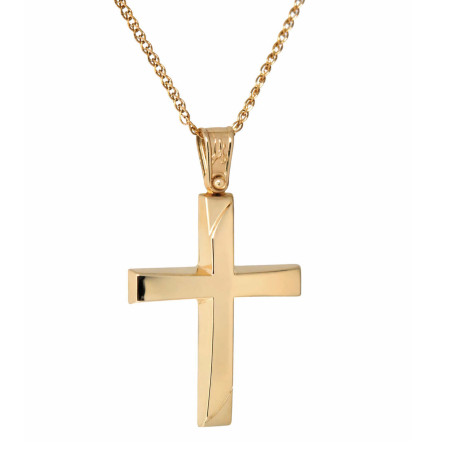 Χρυσός ανδρικός γυναικείος Σταυρός Με Αλυσίδα 9 Καρατίων