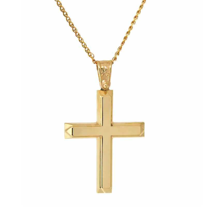 Χρυσός ανδρικός γυναικείος Σταυρός Με Αλυσίδα 9 Καρατίων
