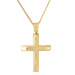 Χρυσός ανδρικός γυναικείος Σταυρός Με Αλυσίδα 9 Καρατίων