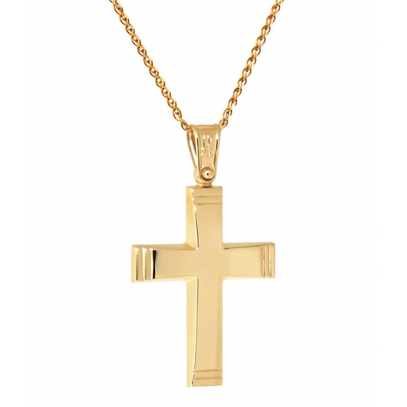 Χρυσός ανδρικός γυναικείος Σταυρός Με Αλυσίδα 9 Καρατίων