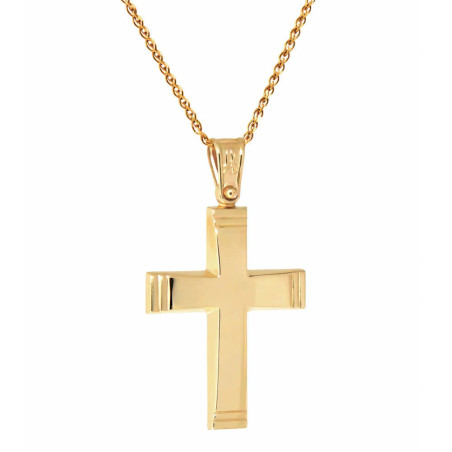 Χρυσός ανδρικός γυναικείος Σταυρός Με Αλυσίδα 9 Καρατίων