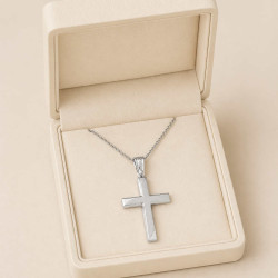 Λευκόχρυσος ανδρικός σταυρός με Αυλίδα 9 Καρατίων