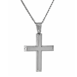 Λευκόχρυσος ανδρικός σταυρός με Αυλίδα 9 Καρατίων