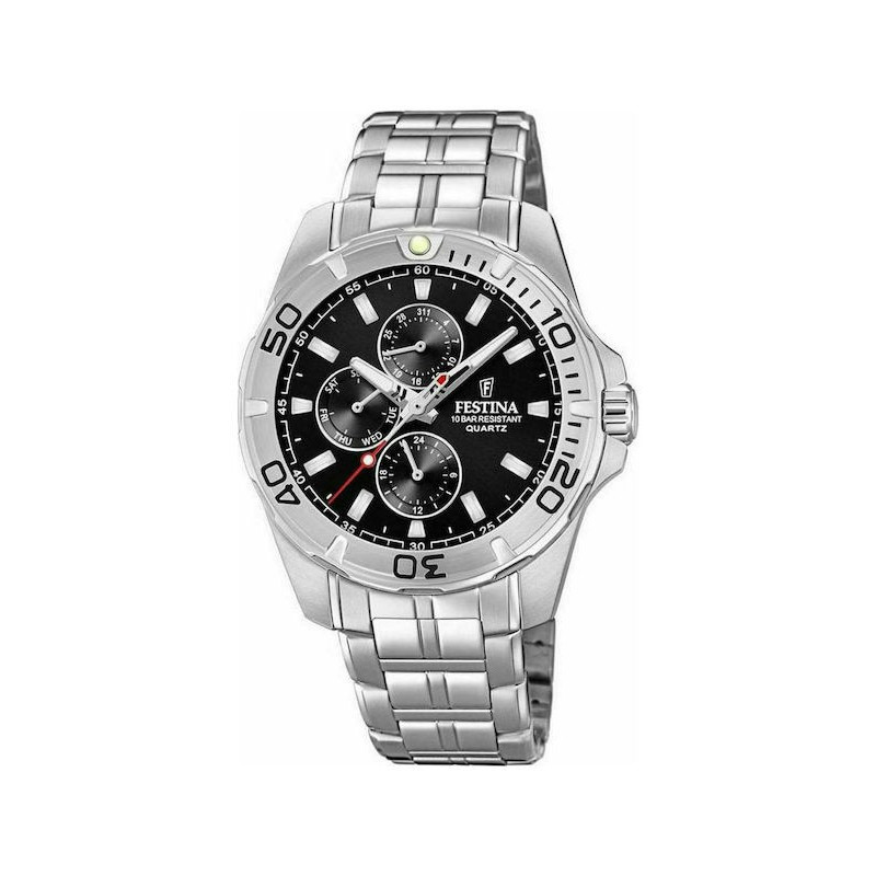 Festina Ρολόι Χρονογράφος Μπαταρίας με Μεταλλικό Μπρασελέ F20445/3