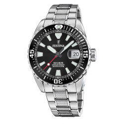Festina Divers Ρολόι Μπαταρίας με Ασημί Μεταλλικό Μπρασελέ F20669/3