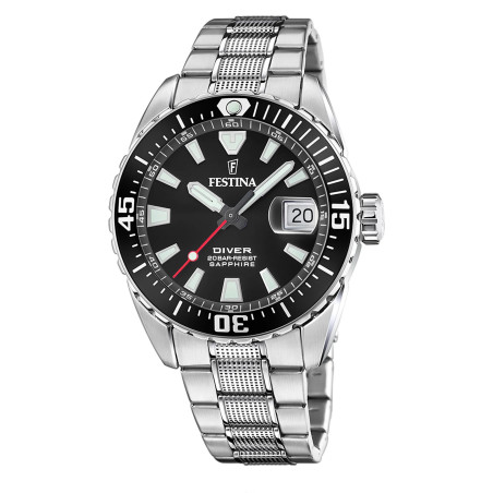 Festina Divers Ρολόι Μπαταρίας με Ασημί Μεταλλικό Μπρασελέ F20669/3