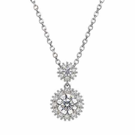 Κολιέ Ροζέτα με Λευκά Ζιργκόν PALOMA Ασήμι 925