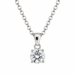 Κολιέ Μονόπετρο με Λευκό Ζιργκόν PALOMA Ασήμι 925