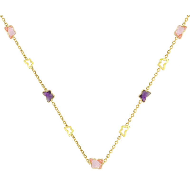 Κολιέ  χρυσό 14 καρατίων με Αμέθυστος & Citrine  ΚΟ-2356