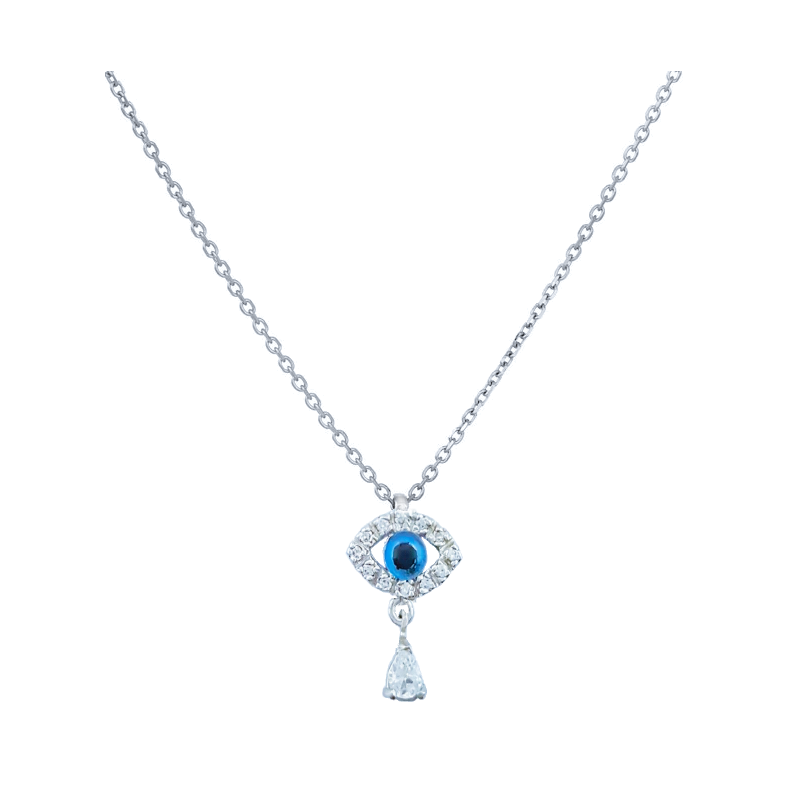 Κολιέ Λευκοχρυσο 14 καρατίων με ζιρκον - ΜΑΝ-128