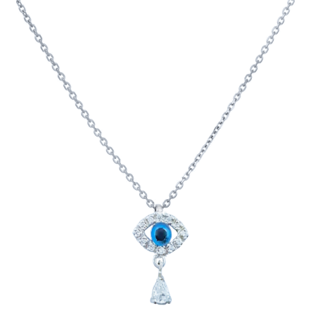 Κολιέ Λευκοχρυσο 14 καρατίων με ζιρκον - ΜΑΝ-128