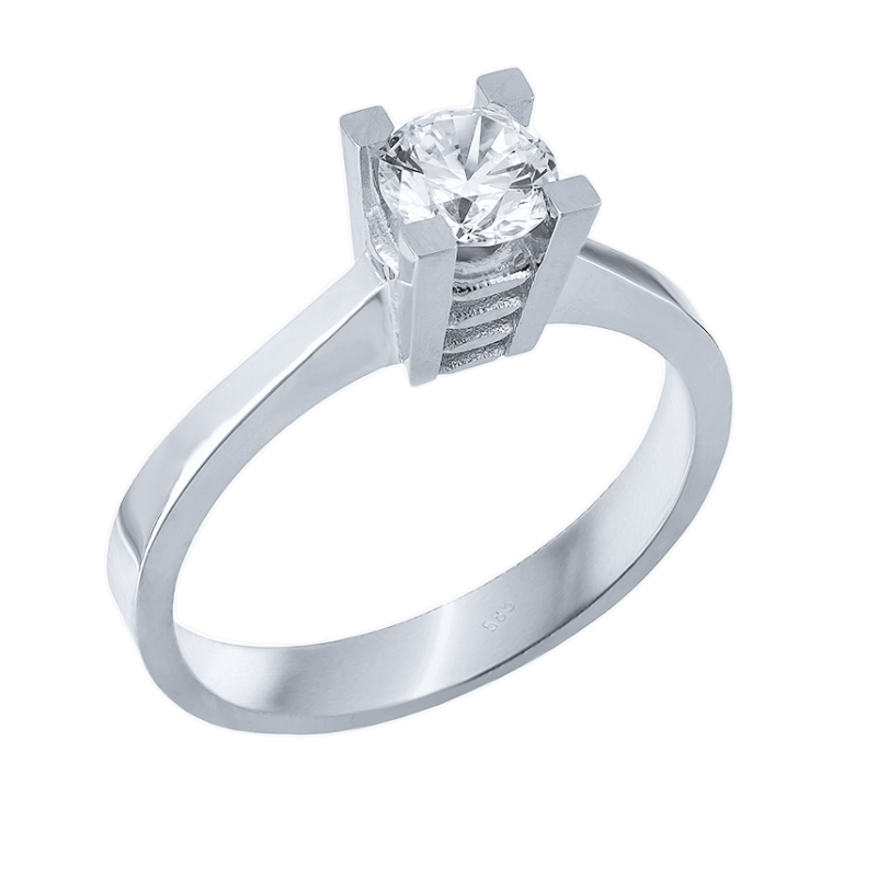 Μονόπετρο 14Κ Λευκόχρυσο με Ζιρκόν 