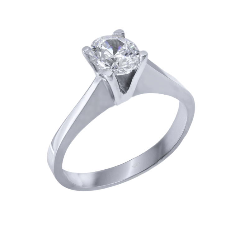 Μονόπετρο 14Κ Λευκόχρυσο με Ζιρκόν 