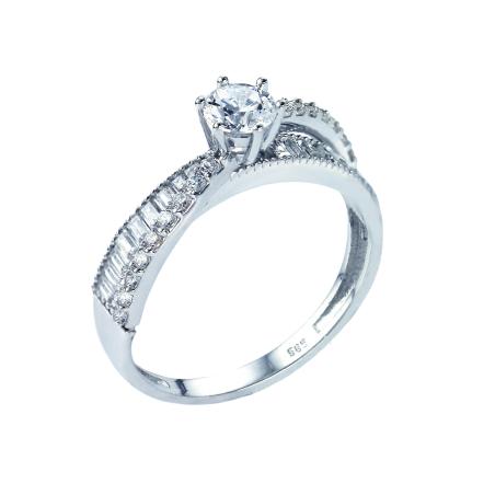 Μονόπετρο 14Κ Λευκόχρυσο με Ζιρκόν 