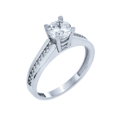 Μονόπετρο 14Κ Λευκόχρυσο με Ζιρκόν 