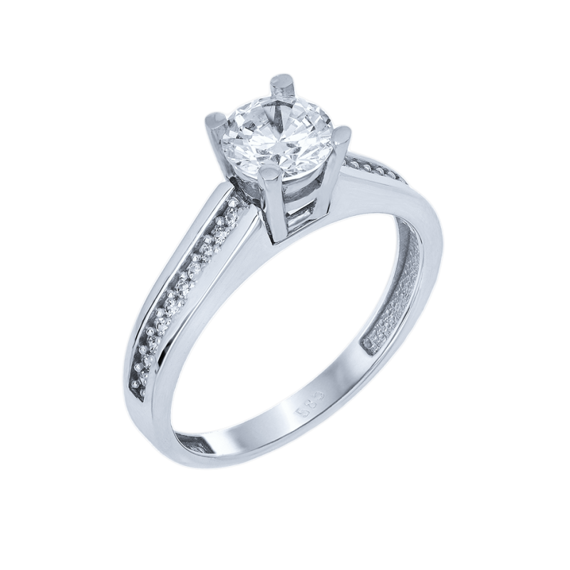 Μονόπετρο 14Κ Λευκόχρυσο με Ζιρκόν 