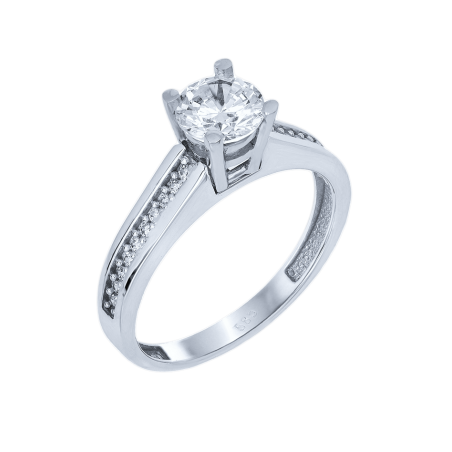 Μονόπετρο 14Κ Λευκόχρυσο με Ζιρκόν 