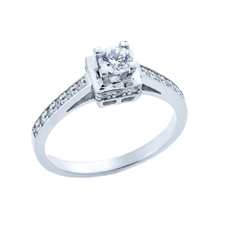 Μονόπετρο 14Κ Λευκόχρυσο με Ζιρκόν