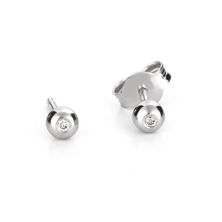 Σκουλαρίκια μονόπετρο λευκοχρυσο Κ14