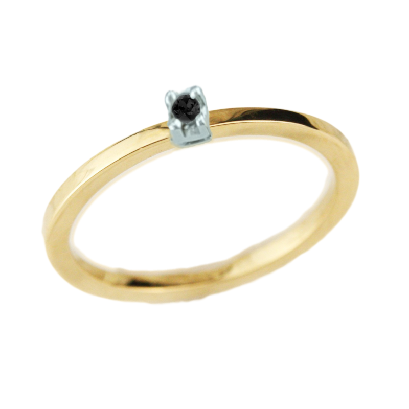 Δαχτυλίδι 14Κ Χρυσό με Μαύρο Διαμάντι