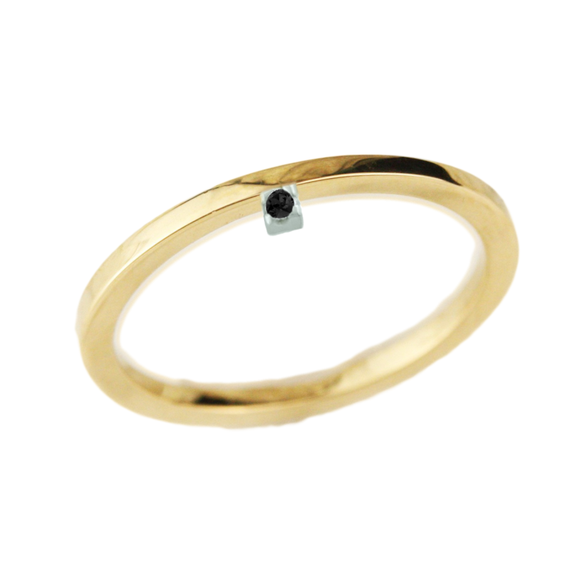 Δαχτυλίδι 14Κ Χρυσό με Μαύρο Διαμάντι