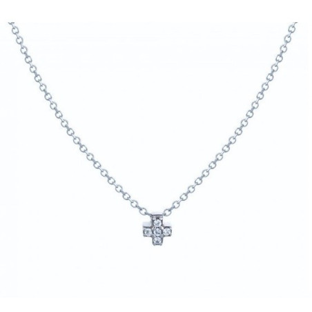 Κολιέ Λευκοχρυσο 14 καρατίων σταυρουδακι με ζιρκον