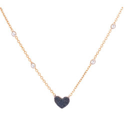 Κολιέ ροζ χρυσο 9 καρατίων καρδουλα με ζιρκον