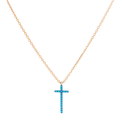 Κολιέ ροζ χρυσο 9 καρατίων σταυρουδακι με ζιρκον