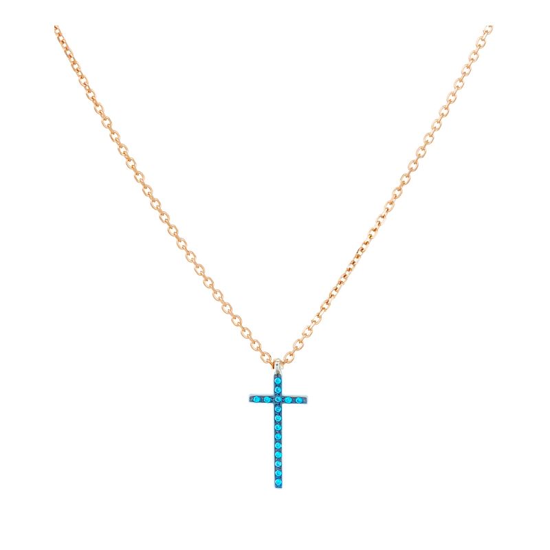 Κολιέ ροζ χρυσο 9 καρατίων σταυρουδακι με ζιρκον