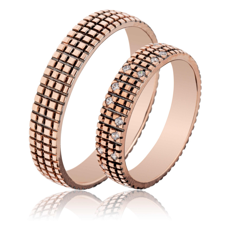 Maschio Femmina Ροζ Χρυσo Βερες Γαμου 14 Καρατίων μεμονωμένο τεμάχιο