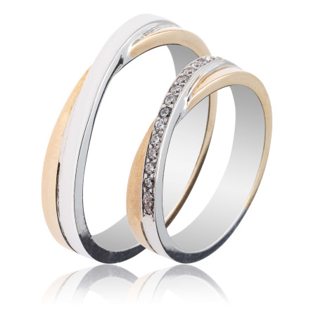 Maschio Femmina Διχρωμες Βερες Γαμου 14 Καρατίων μεμονωμένο τεμάχιο