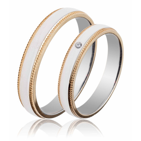 Maschio Femmina Διχρωμες Βερες Γαμου 14 Καρατίων μεμονωμένο τεμάχιο