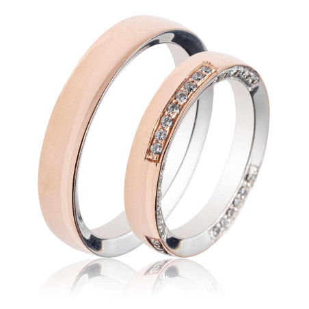 Maschio Femmina Διχρωμες Βερες Γαμου 14 Καρατίων μεμονωμένο τεμάχιο