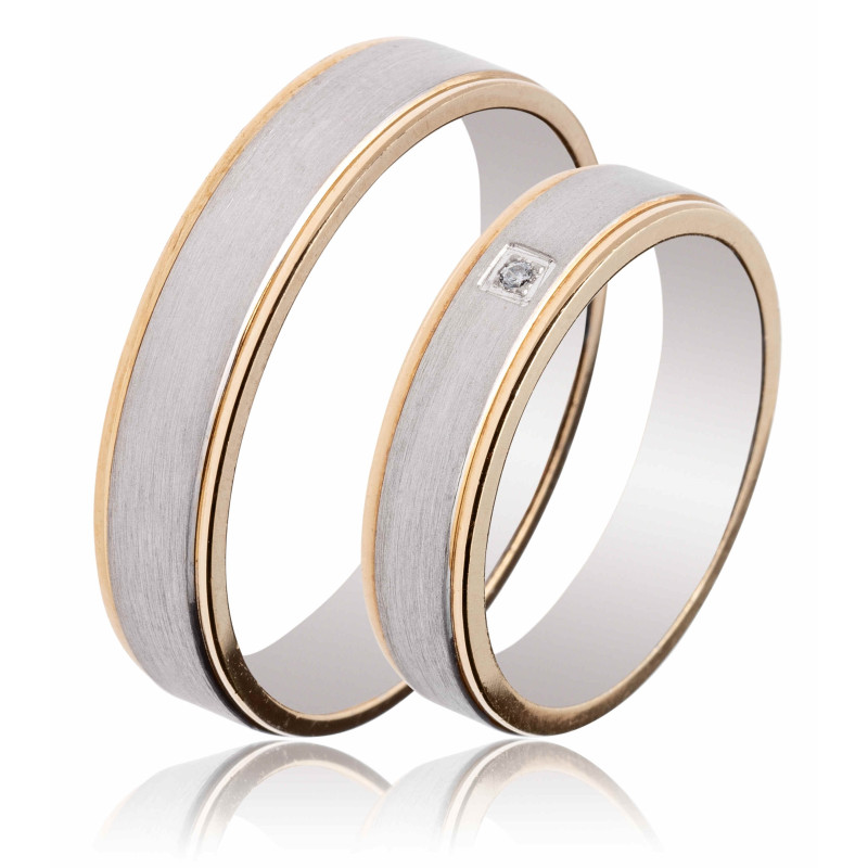 Maschio Femmina Διχρωμες Βερες Γαμου 14 Καρατίων μεμονωμένο τεμάχιο