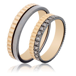 Maschio Femmina Διχρωμες Βερες Γαμου 14 Καρατίων μεμονωμένο τεμάχιο