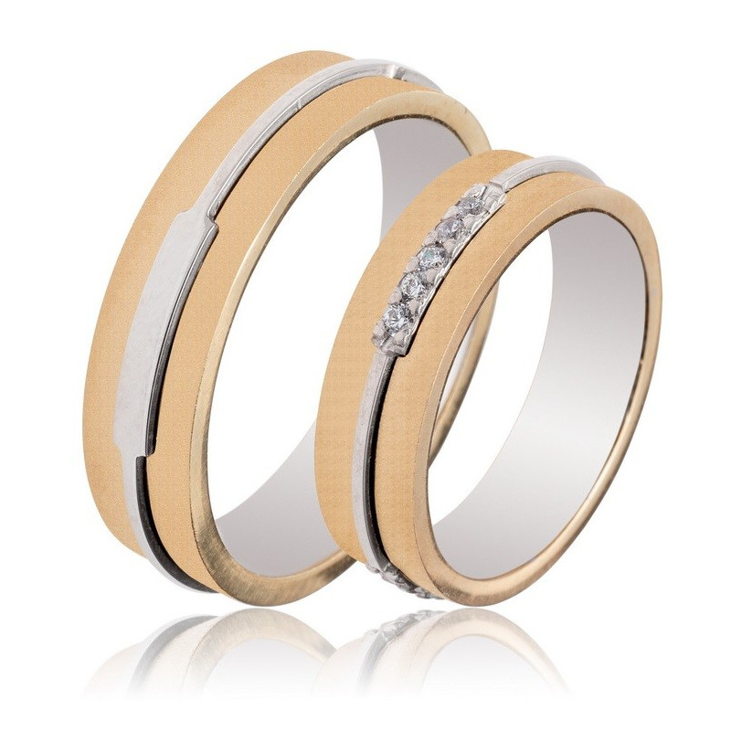 Maschio Femmina Διχρωμες Βερες Γαμου 14 Καρατίων μεμονωμένο τεμάχιο