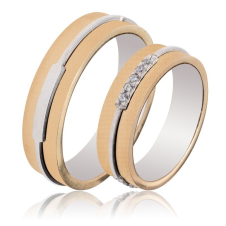 Maschio Femmina Διχρωμες Βερες Γαμου 14 Καρατίων μεμονωμένο τεμάχιο