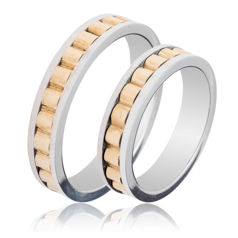 Maschio Femmina Διχρωμες Βερες Γαμου 14 Καρατίων μεμονωμένο τεμάχιο