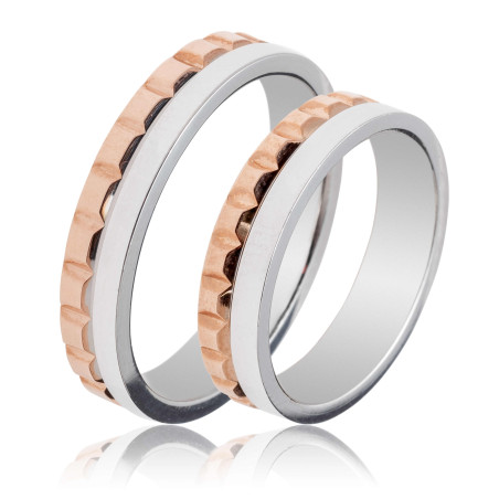 Maschio Femmina Διχρωμες Βερες Γαμου 14 Καρατίων μεμονωμένο τεμάχιο