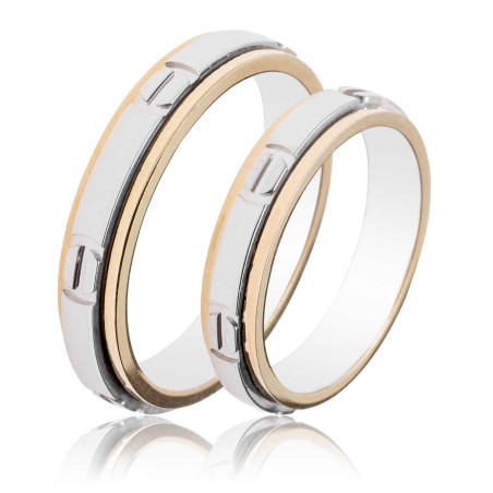 Maschio Femmina Διχρωμες Βερες Γαμου 14 Καρατίων μεμονωμένο τεμάχιο