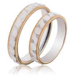 Maschio Femmina Διχρωμες Βερες Γαμου 14 Καρατίων μεμονωμένο τεμάχιο