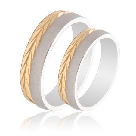 Maschio Femmina Διχρωμες Βερες Γαμου 14 Καρατίων μεμονωμένο τεμάχιο