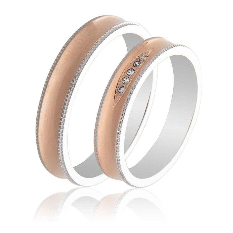 Maschio Femmina Διχρωμες Βερες Γαμου 14 Καρατίων μεμονωμένο τεμάχιο