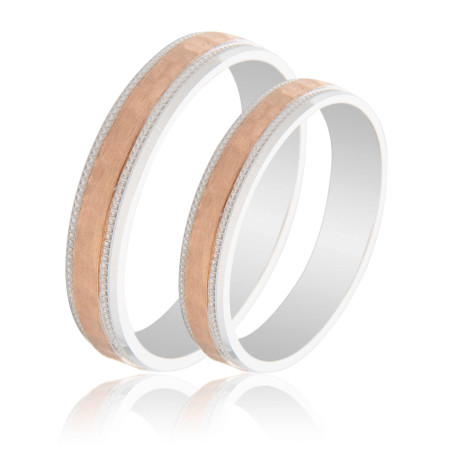 Maschio Femmina Διχρωμες Βερες Γαμου 14 Καρατίων μεμονωμένο τεμάχιο