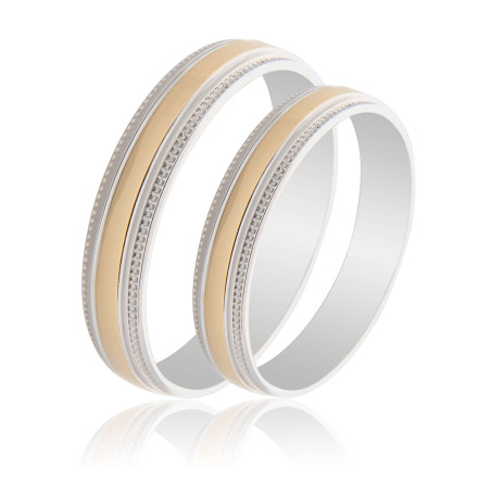 Maschio Femmina Διχρωμες Βερες Γαμου 14 Καρατίων μεμονωμένο τεμάχιο