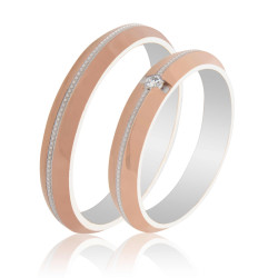 Maschio Femmina Διχρωμες Βερες Γαμου 14 Καρατίων μεμονωμένο τεμάχιο